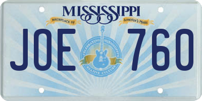 MS license plate JOE760