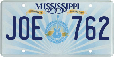 MS license plate JOE762