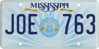 MS license plate JOE763