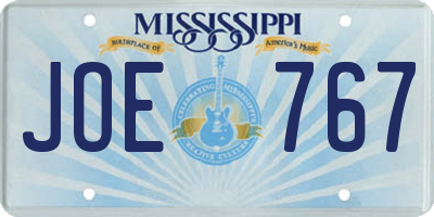 MS license plate JOE767
