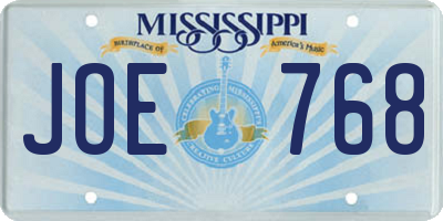 MS license plate JOE768