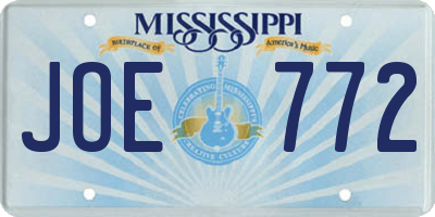 MS license plate JOE772