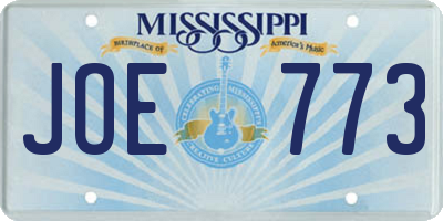 MS license plate JOE773