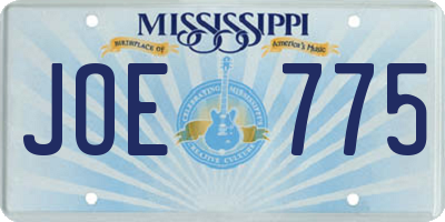 MS license plate JOE775