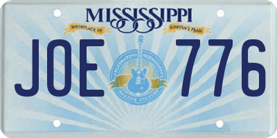 MS license plate JOE776