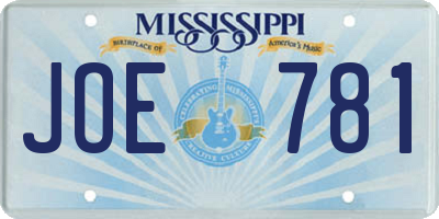 MS license plate JOE781