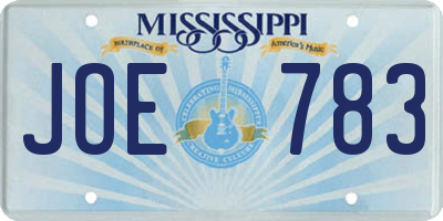 MS license plate JOE783