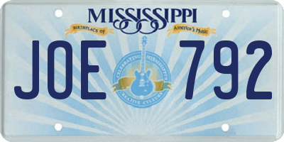 MS license plate JOE792