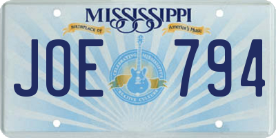 MS license plate JOE794