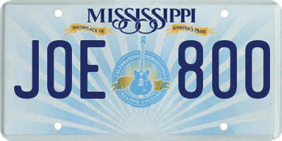 MS license plate JOE800