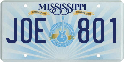 MS license plate JOE801