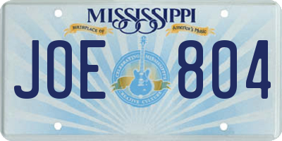 MS license plate JOE804