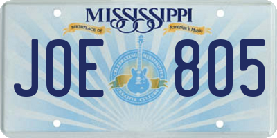 MS license plate JOE805