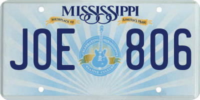 MS license plate JOE806