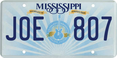 MS license plate JOE807