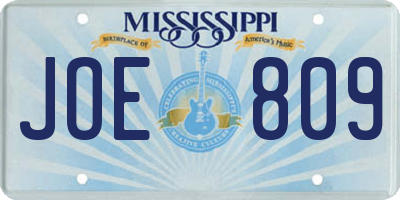 MS license plate JOE809