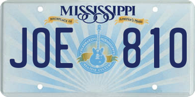 MS license plate JOE810