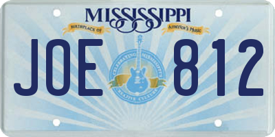 MS license plate JOE812