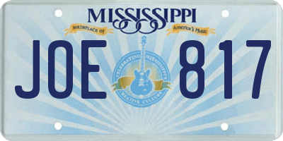 MS license plate JOE817