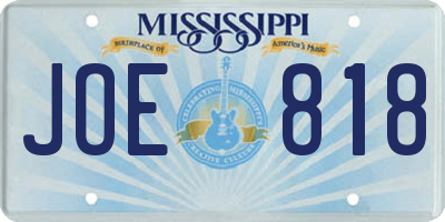MS license plate JOE818