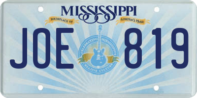 MS license plate JOE819
