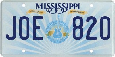 MS license plate JOE820