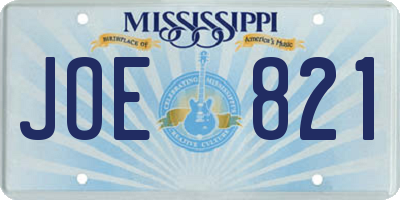 MS license plate JOE821