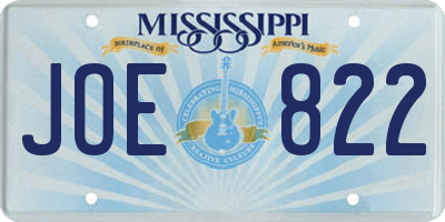 MS license plate JOE822