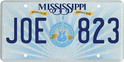 MS license plate JOE823