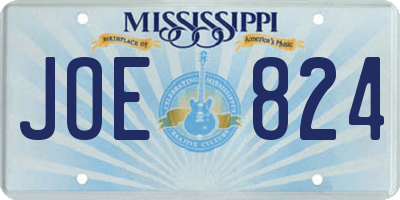 MS license plate JOE824