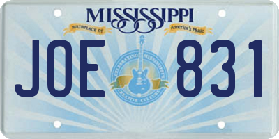 MS license plate JOE831