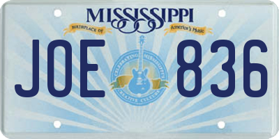 MS license plate JOE836