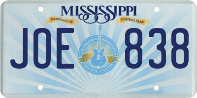MS license plate JOE838