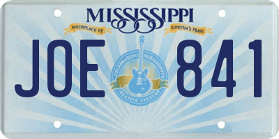 MS license plate JOE841