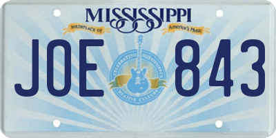 MS license plate JOE843