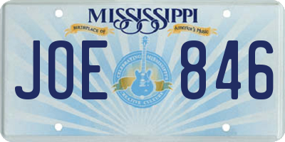 MS license plate JOE846