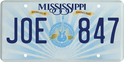 MS license plate JOE847