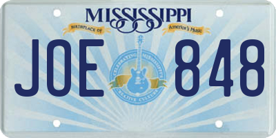 MS license plate JOE848