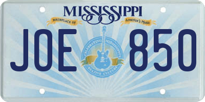 MS license plate JOE850