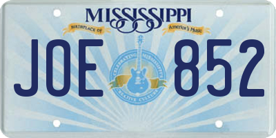 MS license plate JOE852