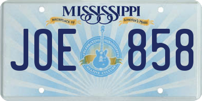 MS license plate JOE858