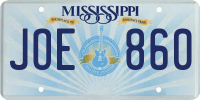 MS license plate JOE860