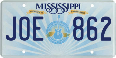 MS license plate JOE862