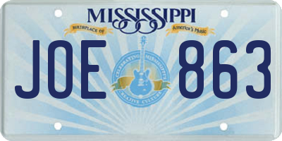 MS license plate JOE863