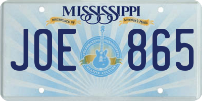 MS license plate JOE865