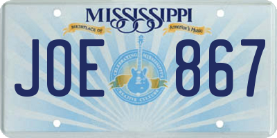 MS license plate JOE867