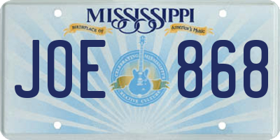 MS license plate JOE868