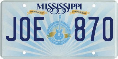 MS license plate JOE870