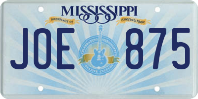 MS license plate JOE875