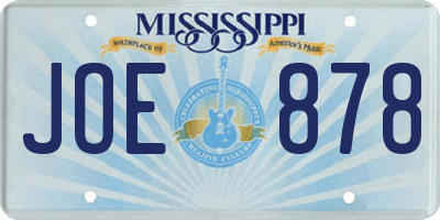 MS license plate JOE878